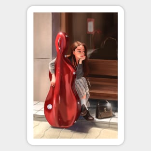 Girl with a cello Sticker